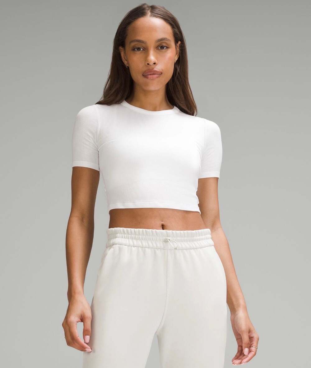 lululemon Hold Tight Straight-Hem Cropped T-Shirt Minimalist White Micro Rib 6
